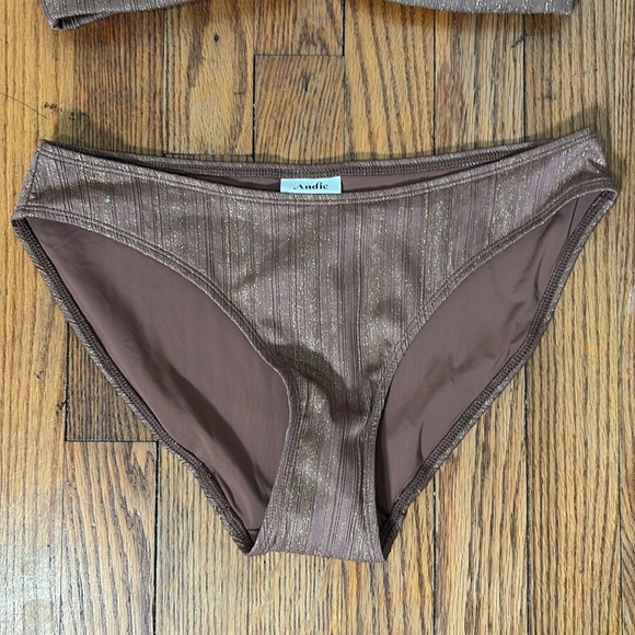Andie Bikini Set The Casablanca Top Bikini Bottom Latte Sparkle size Small NWT - Picture 7 of 13